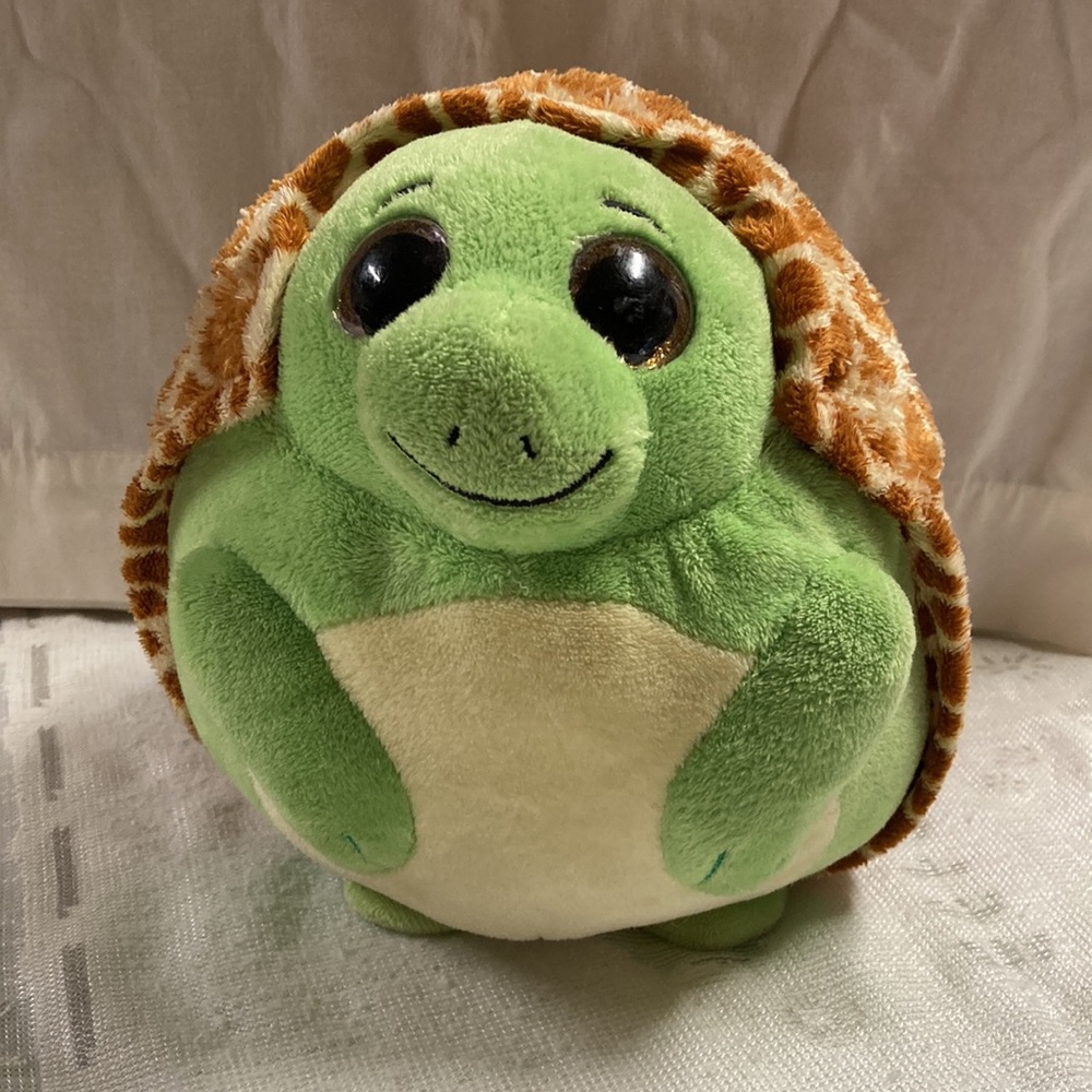 TY Beanie Ballz Turtle Zoom 2012 Green with Brown Shell Plush Stuffed Animal